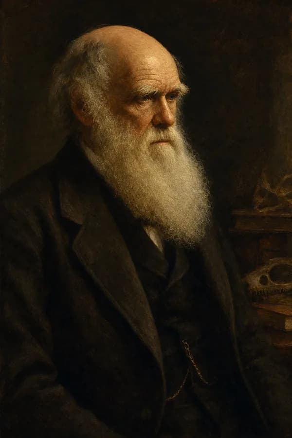 Oil painting portrait of Charles Darwin